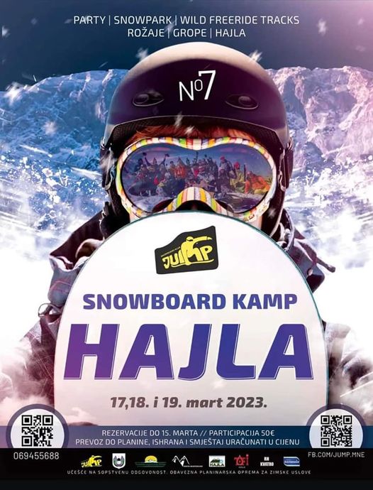 U Rožajama se po sedmi put organizuje Snowboard kamp “Hajla”, koji će biti održan 17, 18. i 19. marta 2023. godine.