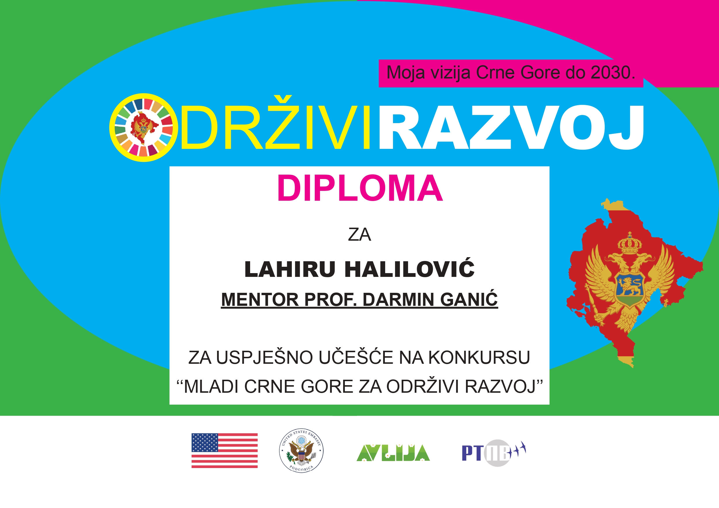 Lahira Halilović iz OŠ ”25. maj” jedna od pet najboljih na konkursu ”Mladi za održivi razvoj Crne Gore”