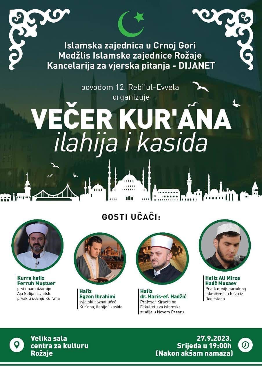 Veče Kur'ana, Ilahija i Kasida – srijeda, 27. septembar