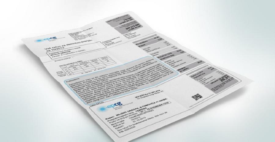 EPCG: Prosječan račun u novembru 33,94 eura