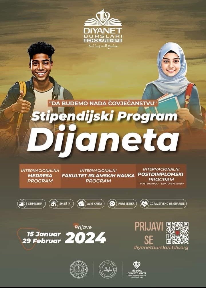 Uprava za vjerske poslove Republike Turske, raspisuje konkurs za dodjelu stipendija