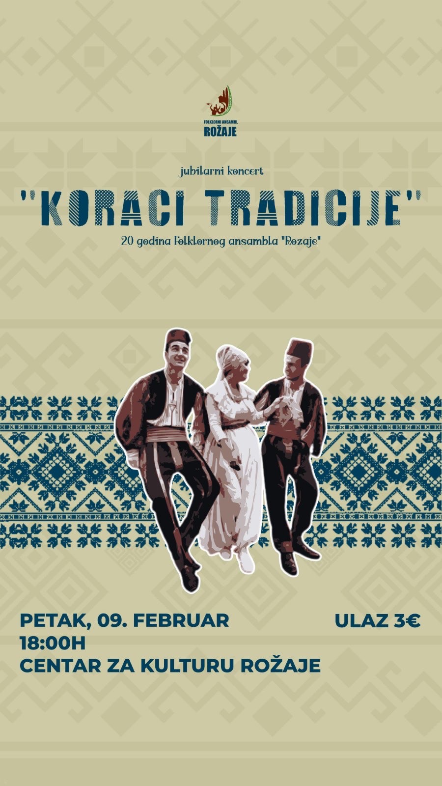 Folklorni ansambl “Rožaje” slavi svoj 20. rođendan spektakularnim koncertom “Koraci Tradicije”