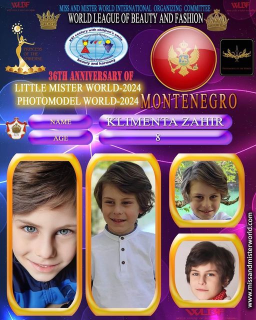 Zahir Klimenta predstavlja Crnu Goru na Svjetskom dječjem takmičenju Miss & Mister World