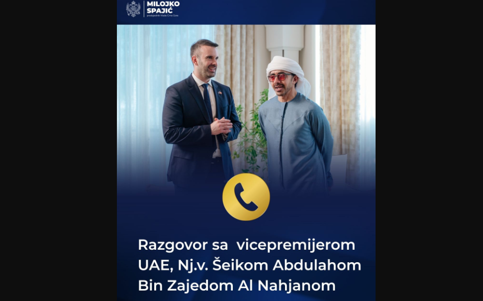 Spajić sa šeikom Al Nahjanom o jačanju saradnje Crne Gore i Emirata