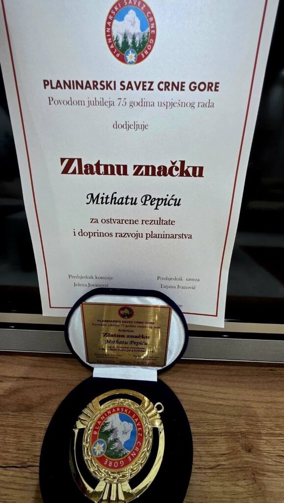 Počasno priznanje za život posvećen planini: Mithatu Mihu Pepiću uručena značajna nagrada Planinarskog saveza Crne Gore 1 514464690 1033937952059035 5070020072362495524 n Radio televizija Rožaje