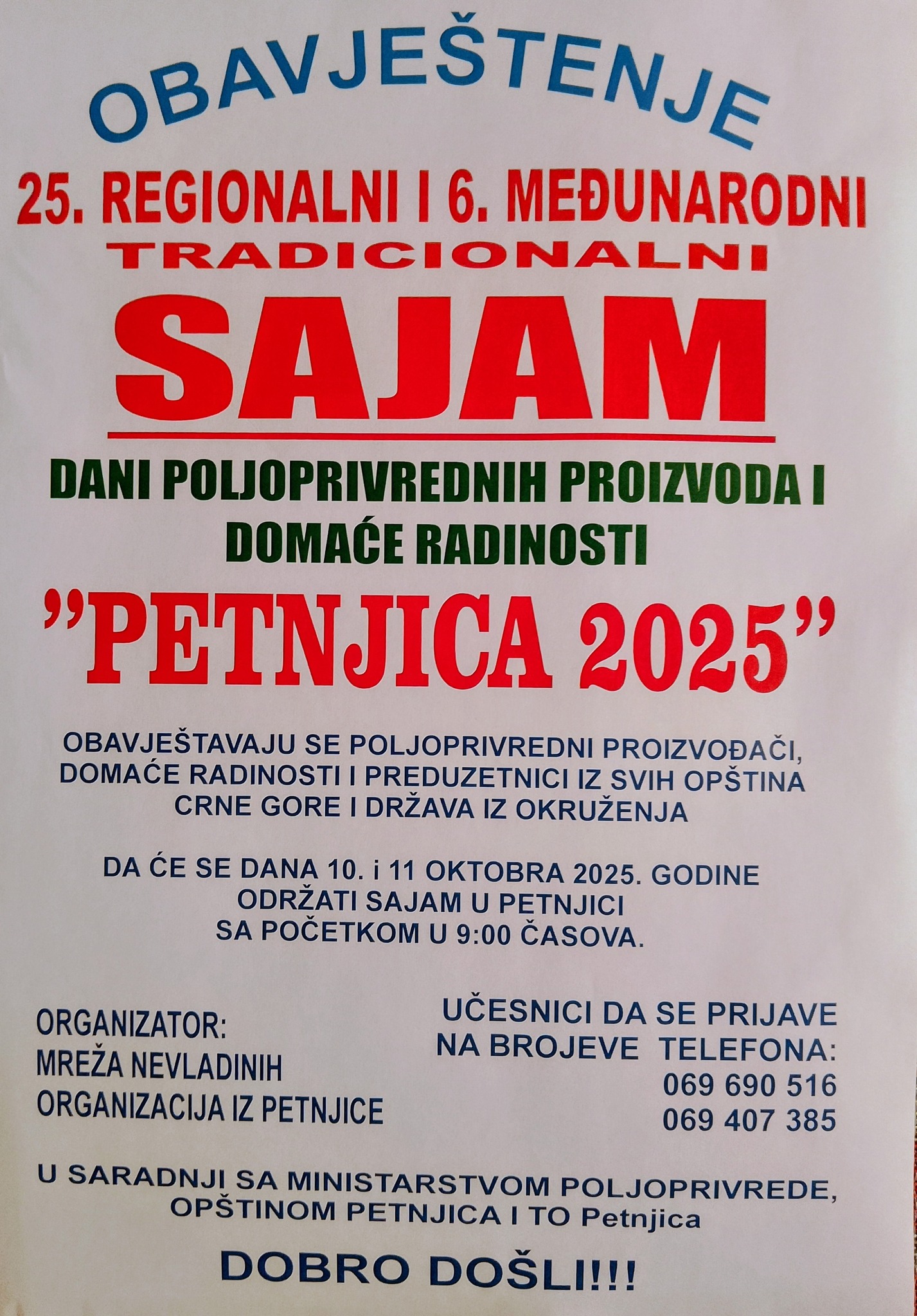Sajam poljoprivrede u Petnjici 10. i 11. oktobra