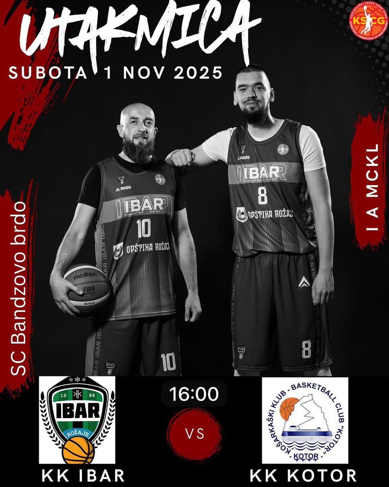 KK Ibar dočekuje KK Kotor u okviru Prve A muške lige