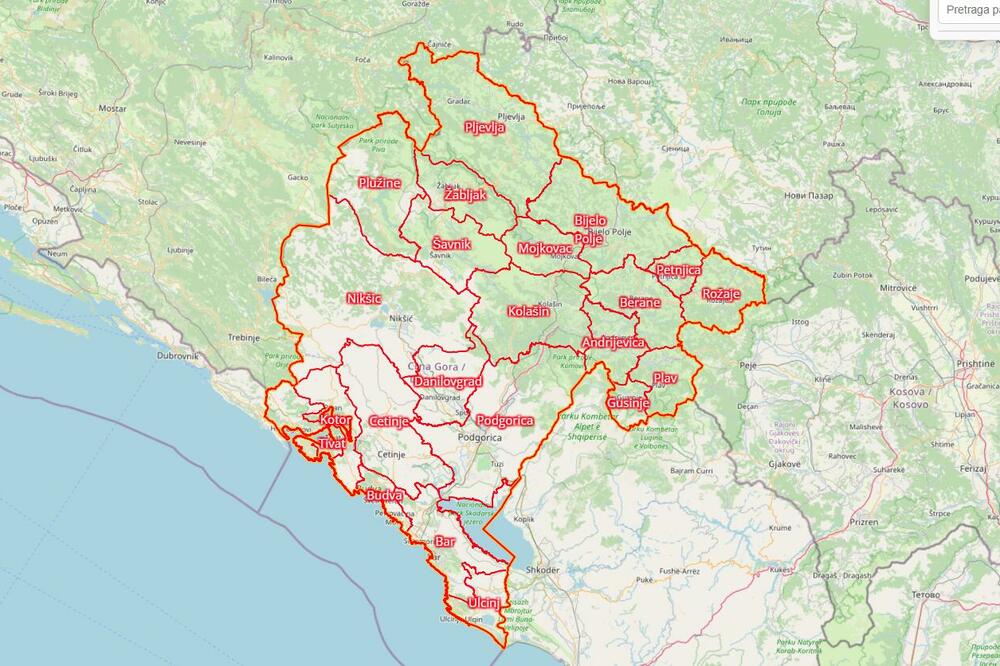 Postavljen novi satelitski i aerofotogrametrijski snimak Crne Gore