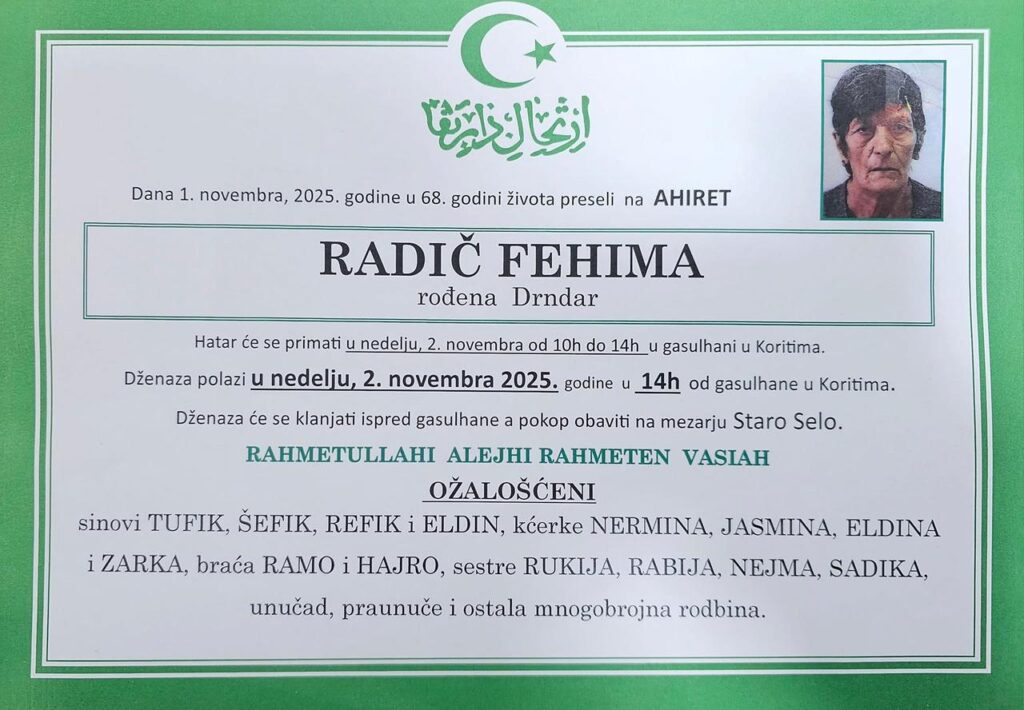 Abaz i Fehima Radič: Proveli život zajedno, umrli u istom danu - nesvakidašnja priča o bračnom paru iz Sandžaka 1 IMG 20251107 WA0000 Radio televizija Rožaje