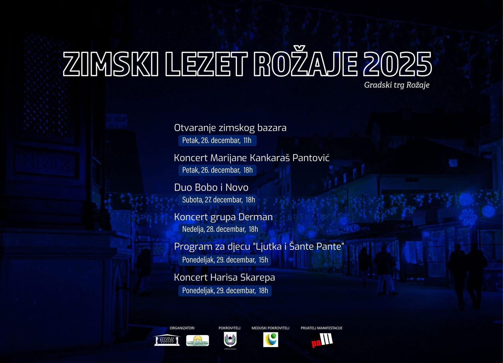 Manifestacija “Zimski lezet Rožaje 2025” na Gradskom trgu od 26. do 29. decembra