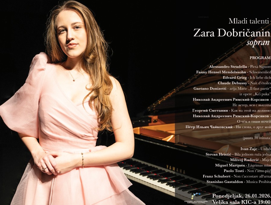 “Mladi talenti”: Prvi solistički koncert soprana Zare Dobričanin u KIC-u