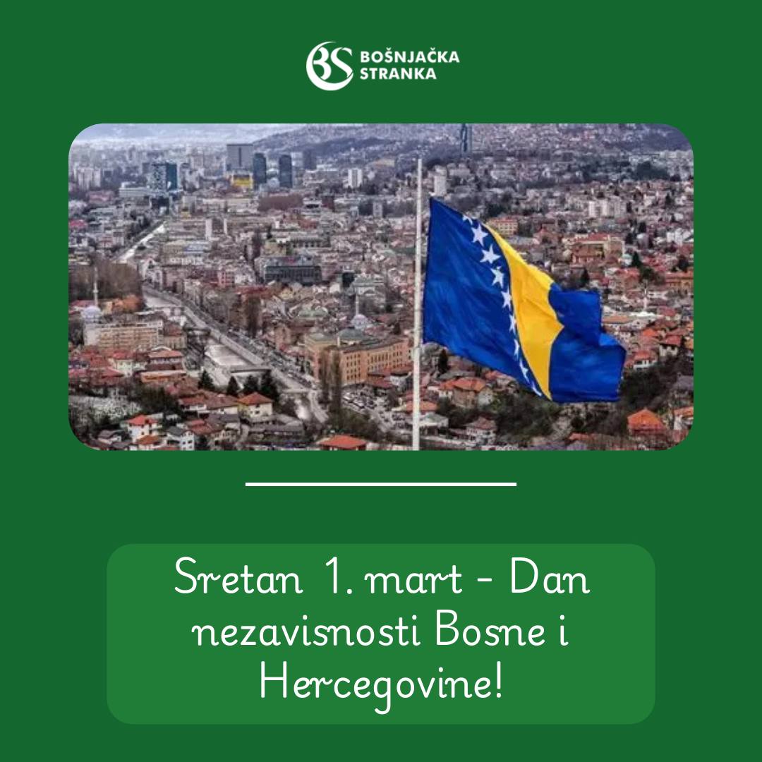 Bošnjačka stranka Crne Gore čestitala Dan nezavisnosti Bosne i Hercegovine
