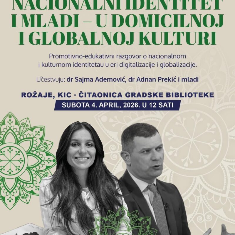 U okrilju manifestacije Dani kulture Bošnjaka u Crnoj Gori, u Rožajama će, 4. aprila, biti održana društvena tribina “Nacionalni identitet i mladi – u domicilnoj i globalnoj kulturi” 14 659426996 1802057321113147 6558751804039597505 n Radio televizija Rožaje