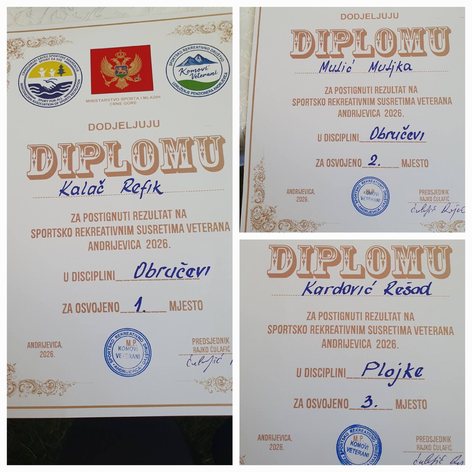 Tri medalje za Veterane Rožaja među 220 učesnika