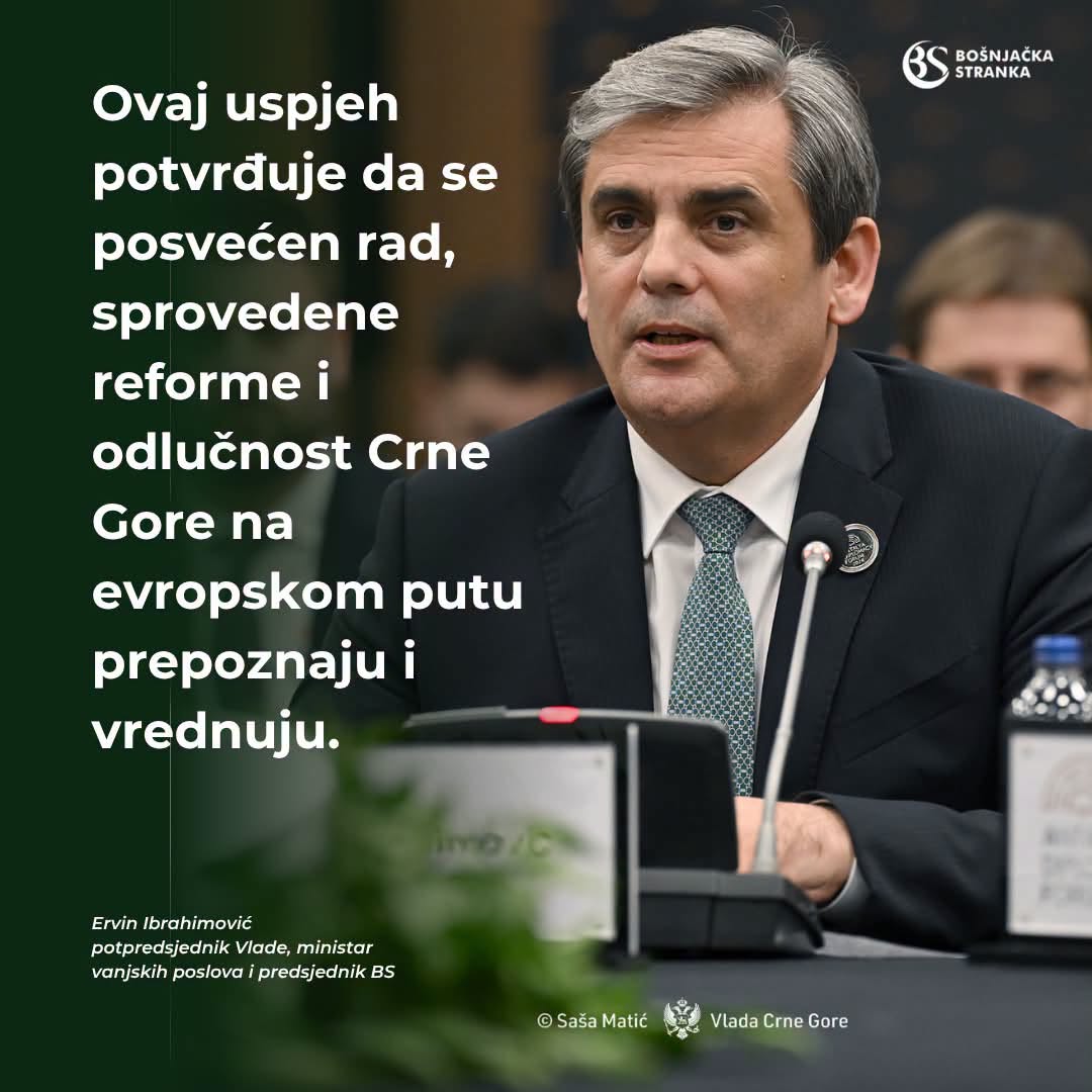 IBRAHIMOVIĆ povodom zatvaranja poglavlja 8: Još jedan važan dan za Crnu Goru i njen evropski put