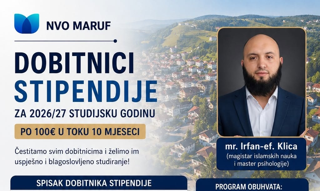 NVO „Maruf“ – Dobitnici stipendije za 2026/27 studijsku godinu