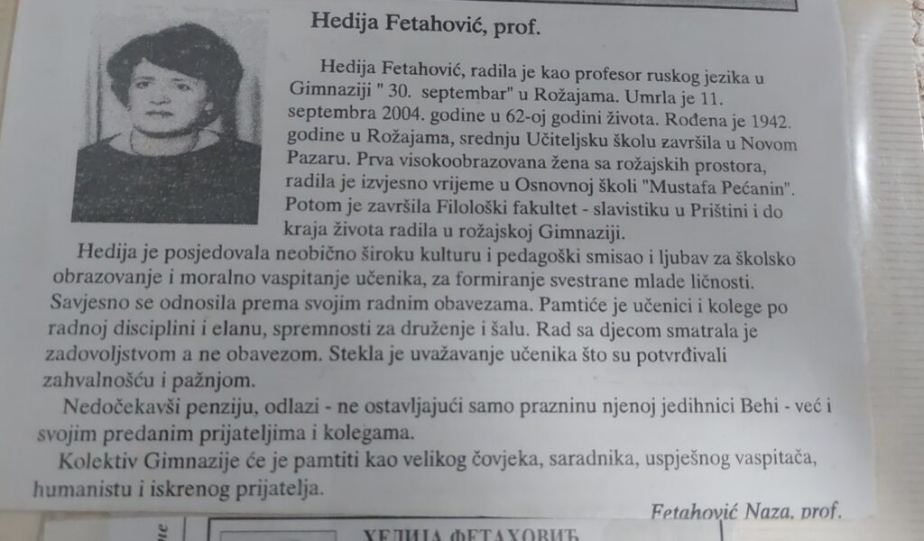 Heda Fetahović: Ime kojem rožajska istorija duguje 2 IMG 20260915 122314 Radio televizija Rožaje